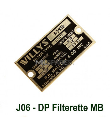 Data plate, filterette, MB